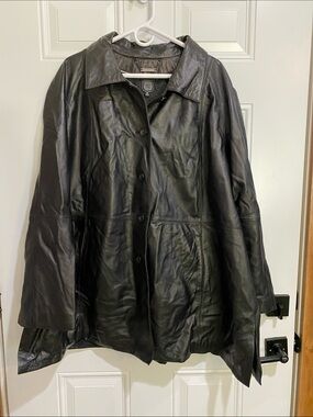 Wilsons Leather Black Button-Front Leather Jacket